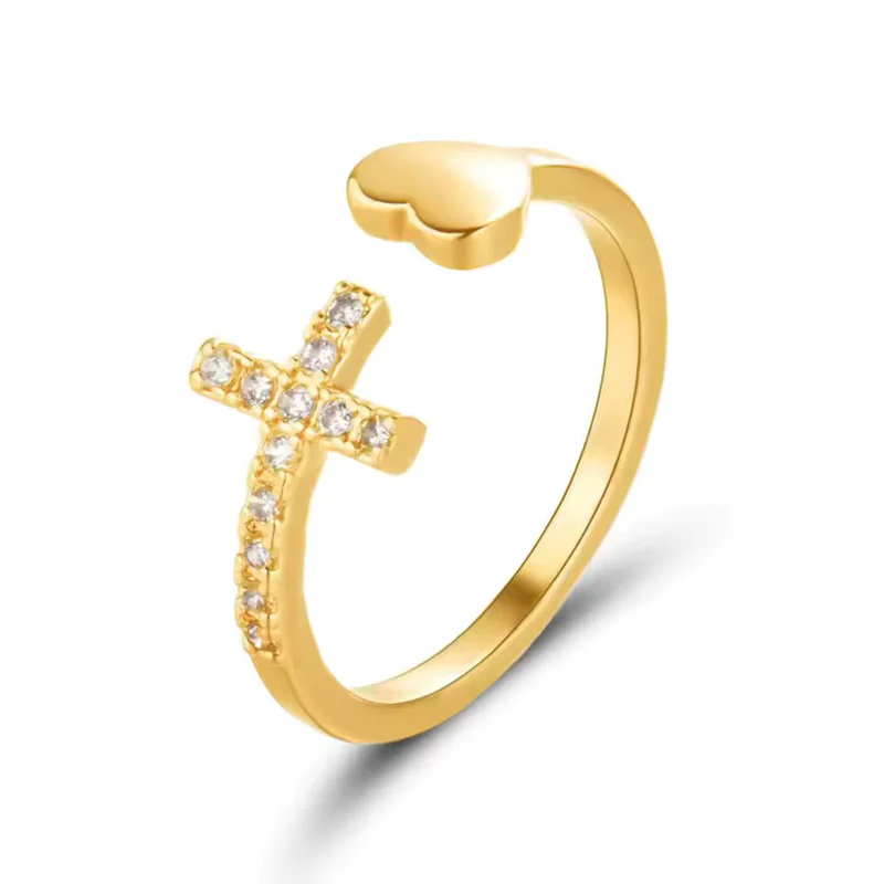 Anel de Cruz com Coração – Anel Religioso Feminino (Ajustável) Anel de Cruz com Coração – Anel Religioso Feminino (Ajustável) Anel de Cruz com Coração – Anel Religioso Feminino (Ajustável) Anel de Cruz com Coração – Anel Religioso Feminino (Ajustável) Ane